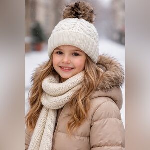 Surell Cream Knit Pom Beanie 
BB2